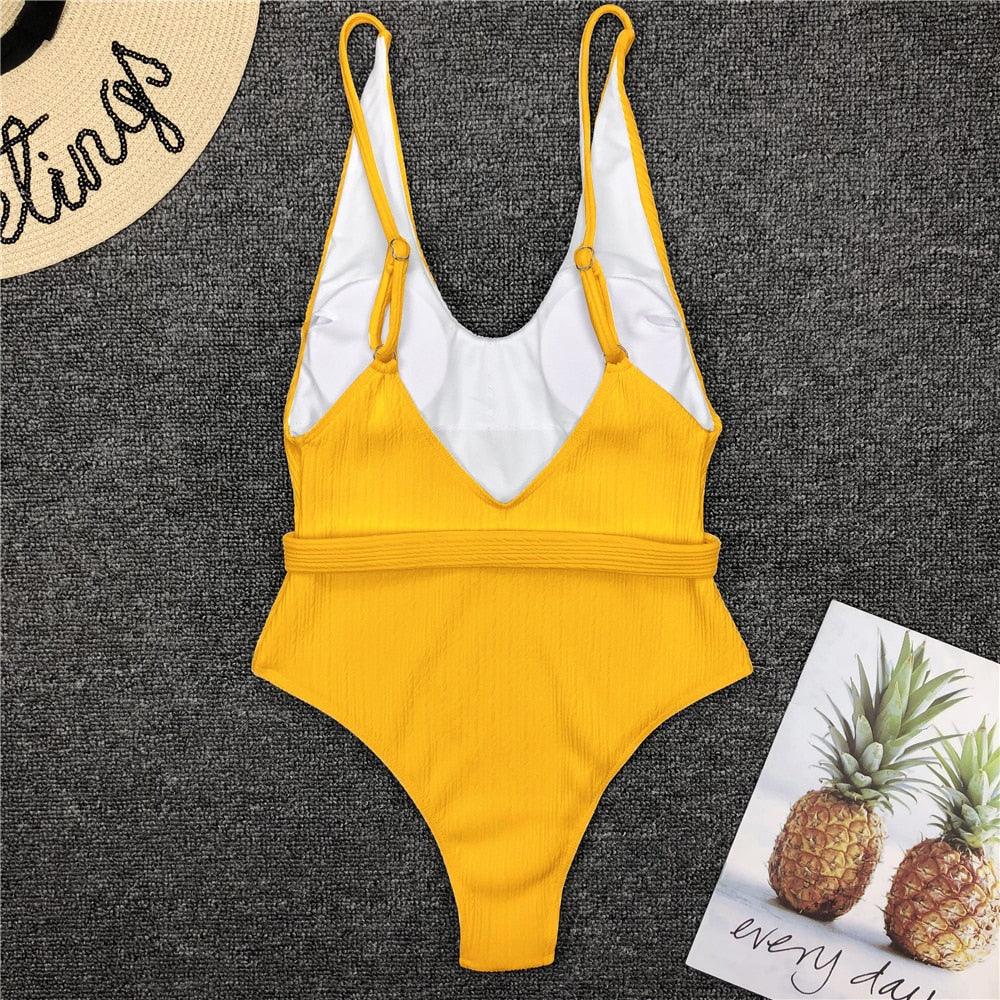Elegant Black One-Piece Swimsuit with Ruffles