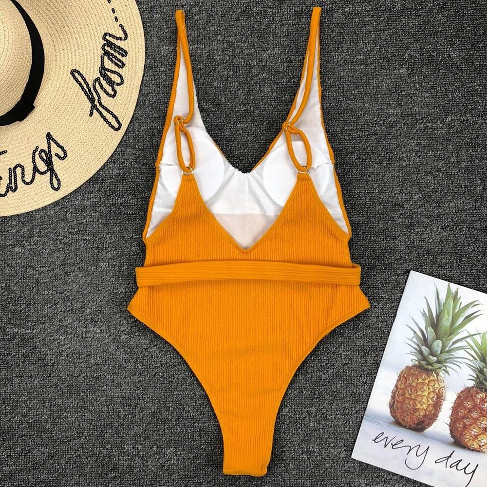 Elegant Black One-Piece Swimsuit with Ruffles