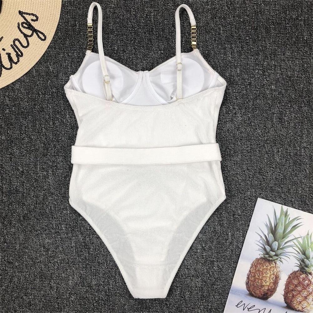 Elegant Black One-Piece Swimsuit with Ruffles