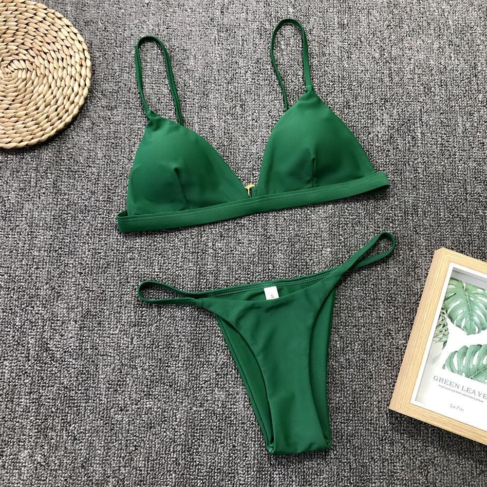 Ensemble de bikini push-up uni pour femmes