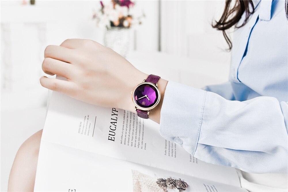 Montre analogique étanche pour femmes au style élégant avec bracelet en cuir