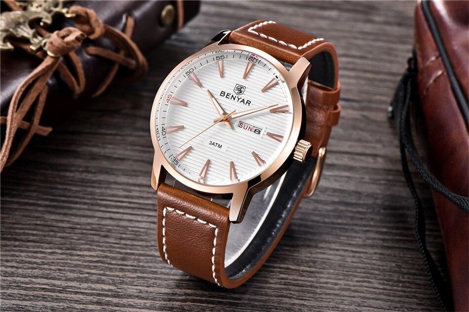 Stylish Black Analog Quartz Men's Watch with Leather Strap - Waterproof Luxury Timepiece - Korvel