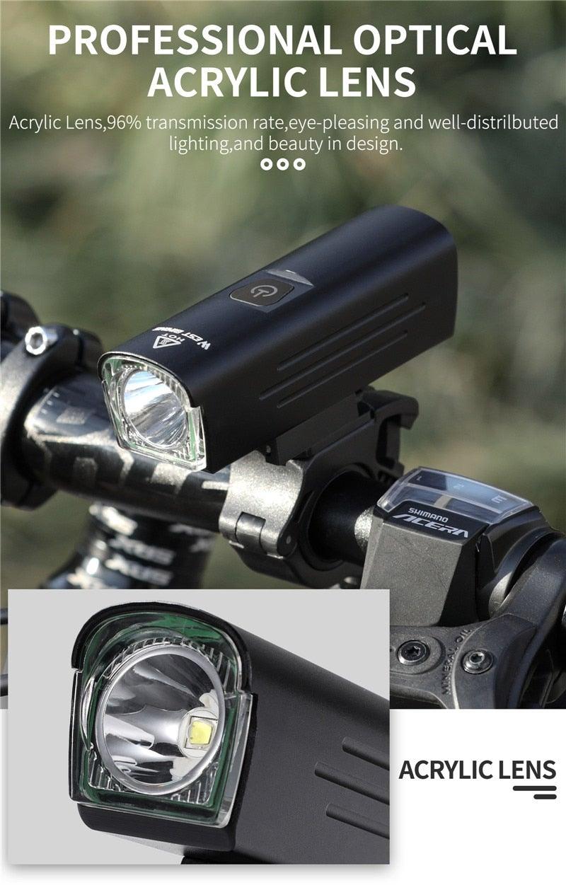 USB Rechargeable LED Front Bicycle Light - Waterproof & Bright