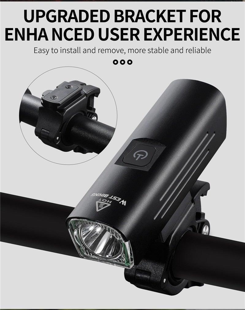 USB Rechargeable LED Front Bicycle Light - Waterproof & Bright