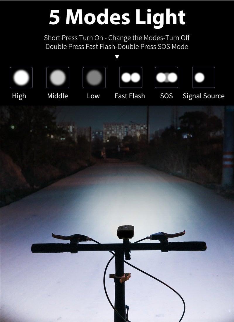 USB Rechargeable LED Front Bicycle Light - Waterproof & Bright