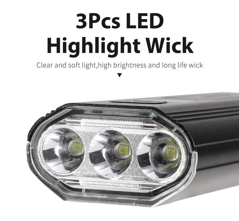 USB Rechargeable LED Front Bicycle Light - Waterproof & Bright