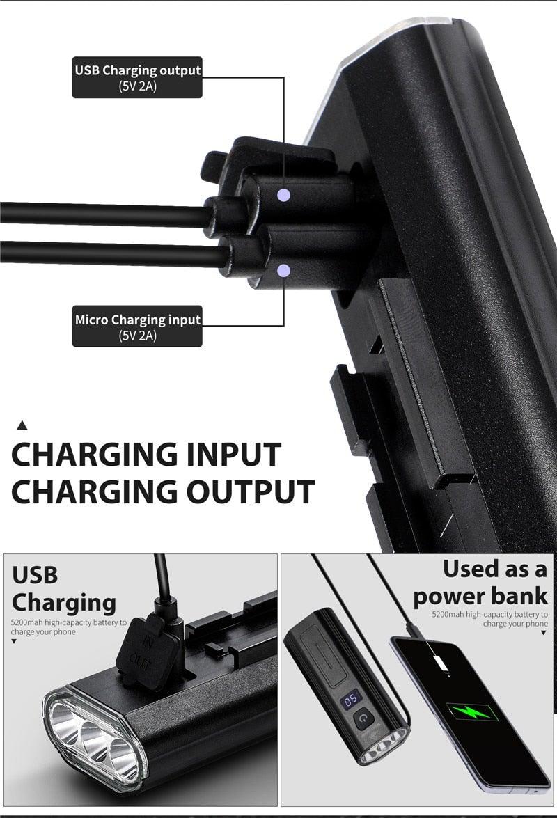 USB Rechargeable LED Front Bicycle Light - Waterproof & Bright