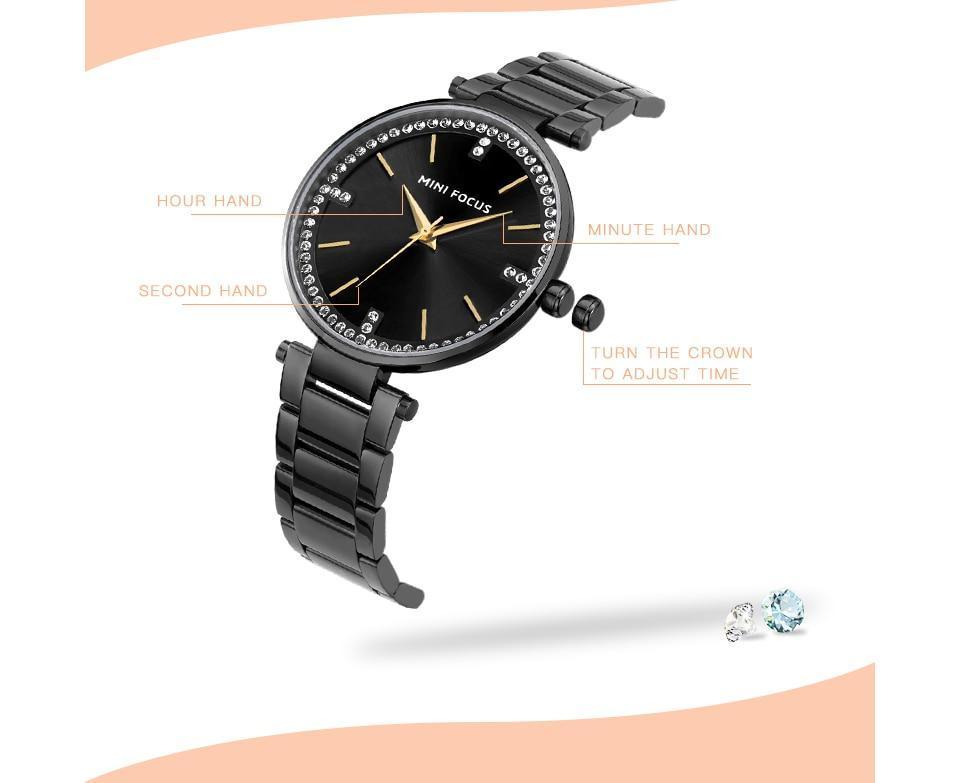 Montre à Quartz Élégante pour Femme avec Accents en Cristal