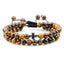 Bracelet en Pierre de Lave Noire avec Charme Couronne pour Couples