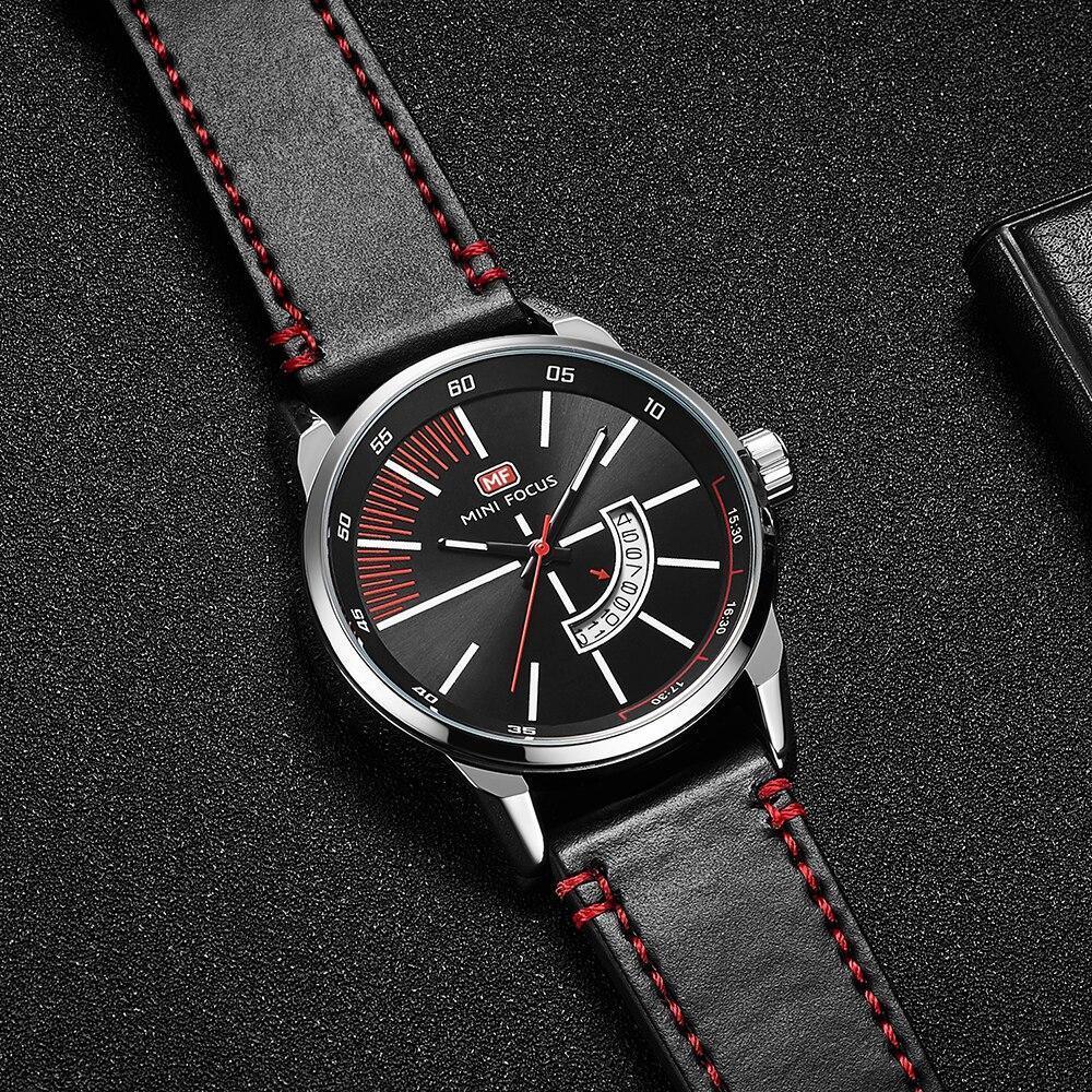 Reloj de Cuarzo Negro Elegante para Hombre con Correa de Cuero