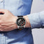 Reloj de Cuarzo Negro Elegante para Hombre con Correa de Cuero