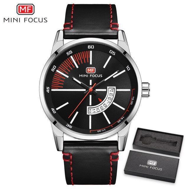 Reloj de Cuarzo Negro Elegante para Hombre con Correa de Cuero