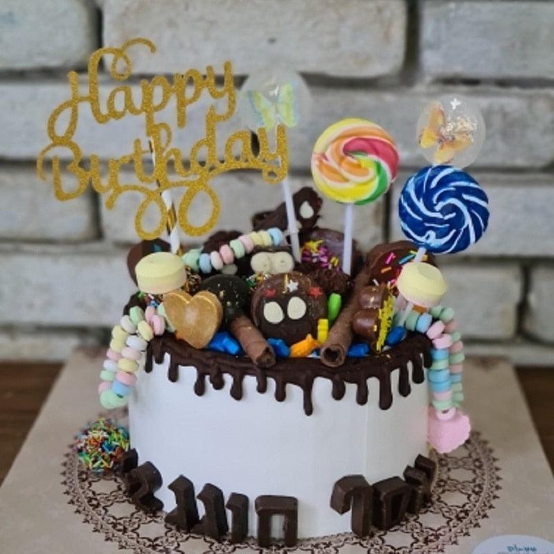 Ensemble de 10 pièces de décorations de gâteau d'anniversaire scintillantes