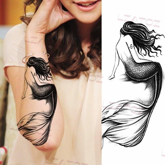 Tatouages Temporaires Fleurs Noires Réalistes pour Femmes