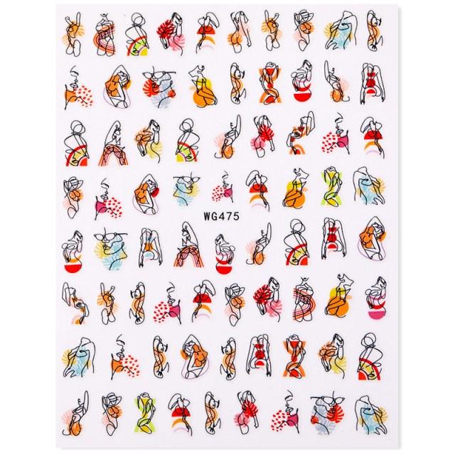 Elegantes Stickers de Uñas 3D - Diseños de Personajes y Flores