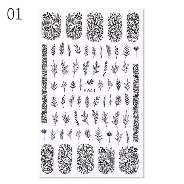 Elegantes Stickers de Uñas 3D - Diseños de Personajes y Flores