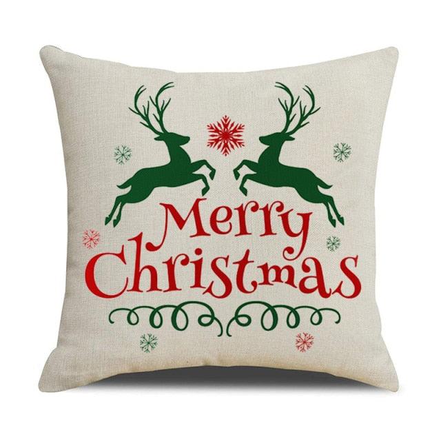 Housse de coussin en coton et lin à motif rayé vert de Noël