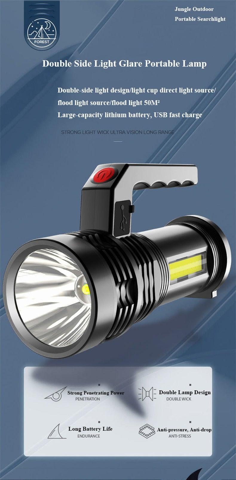 Rechargeable Waterproof Handheld Flashlight with 3 Modes