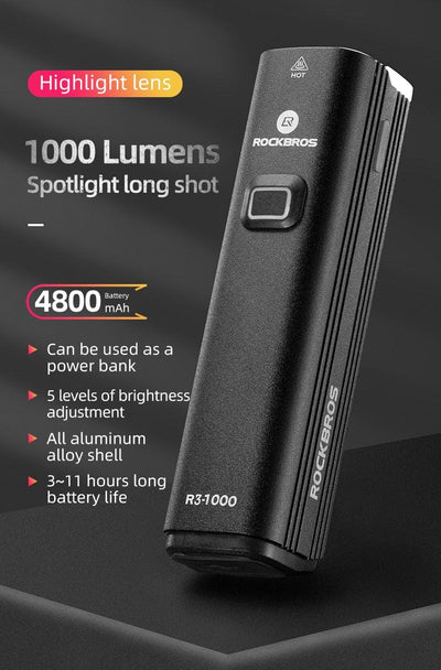 Juego de luces LED para bicicleta recargables por USB - 1000LM a prueba de agua
