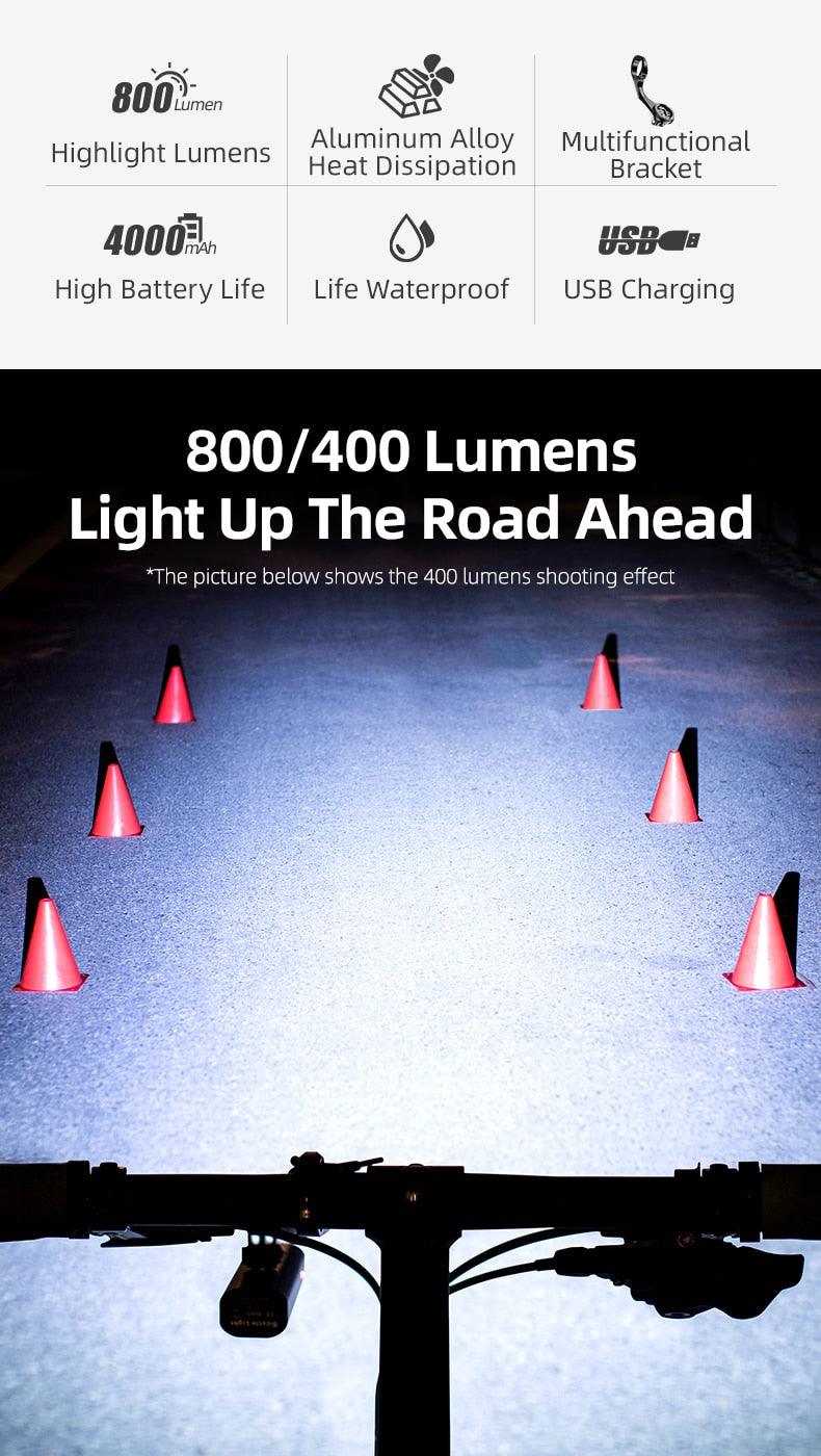 Juego de luces LED para bicicleta recargables por USB - 1000LM a prueba de agua
