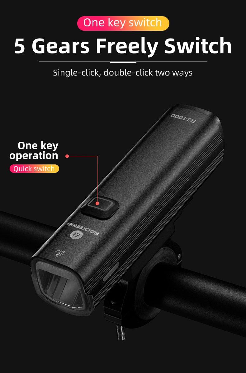 Juego de luces LED para bicicleta recargables por USB - 1000LM a prueba de agua