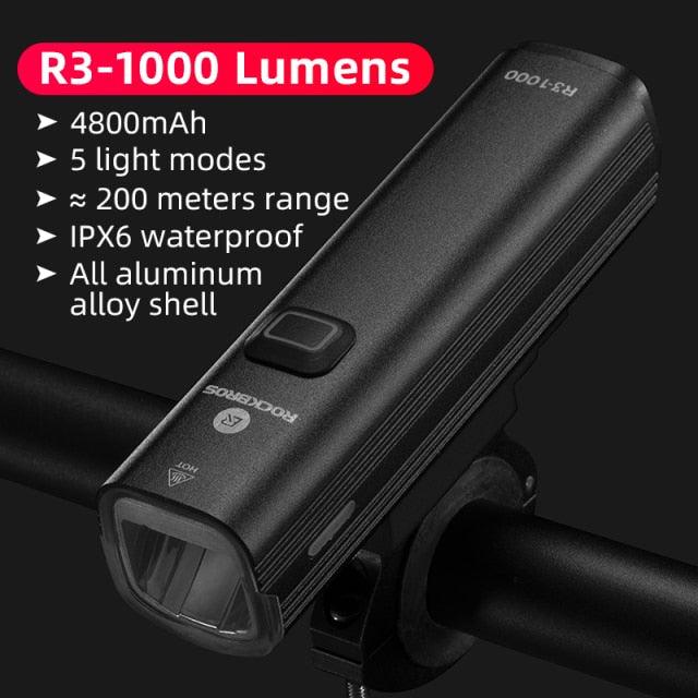 Juego de luces LED para bicicleta recargables por USB - 1000LM a prueba de agua
