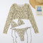Leopard Print 3 Piece Swimsuit Set with Long Sleeves