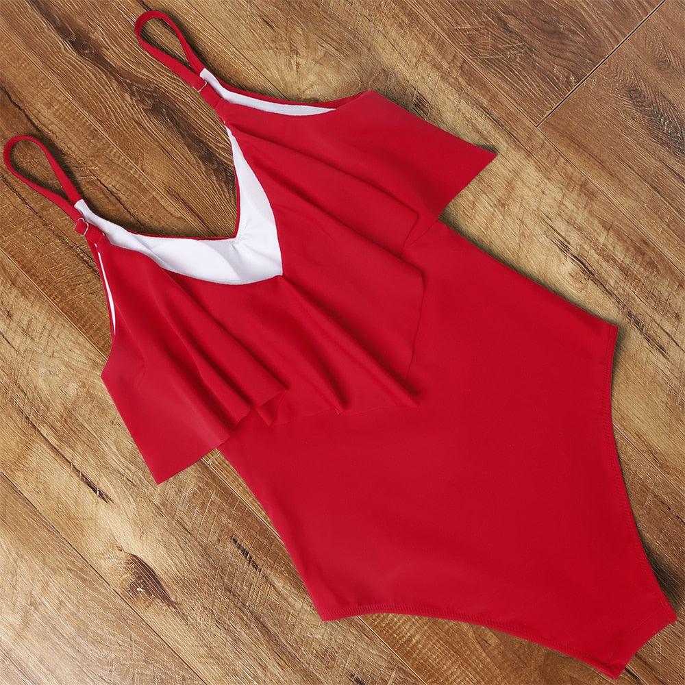 Ensemble de bikini à taille haute à volants Allure Léopard pour femmes