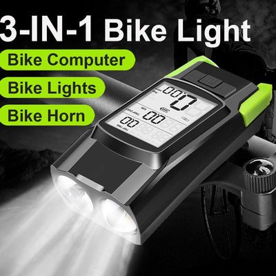 4000mAh USB Rechargeable Bike LED Light & Computer with Horn