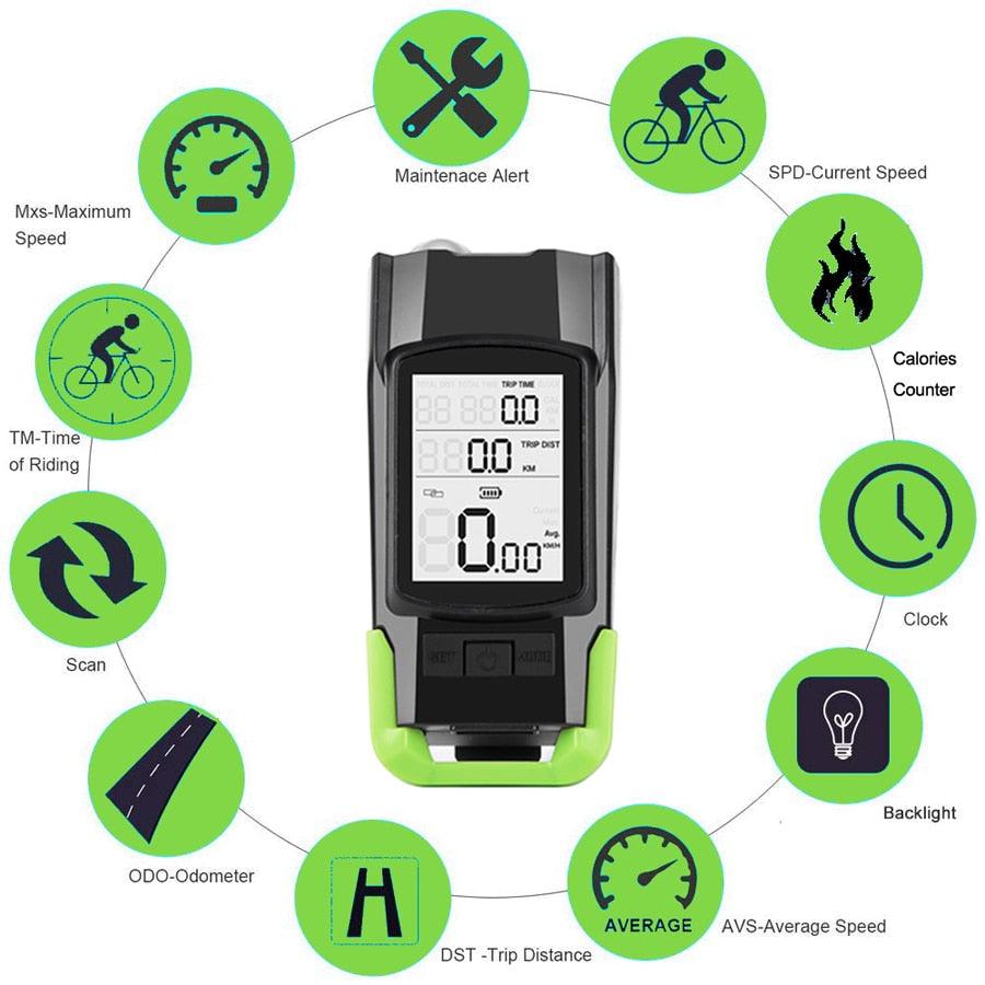 Lumière LED de vélo rechargeable USB 4000mAh et ordinateur avec klaxon