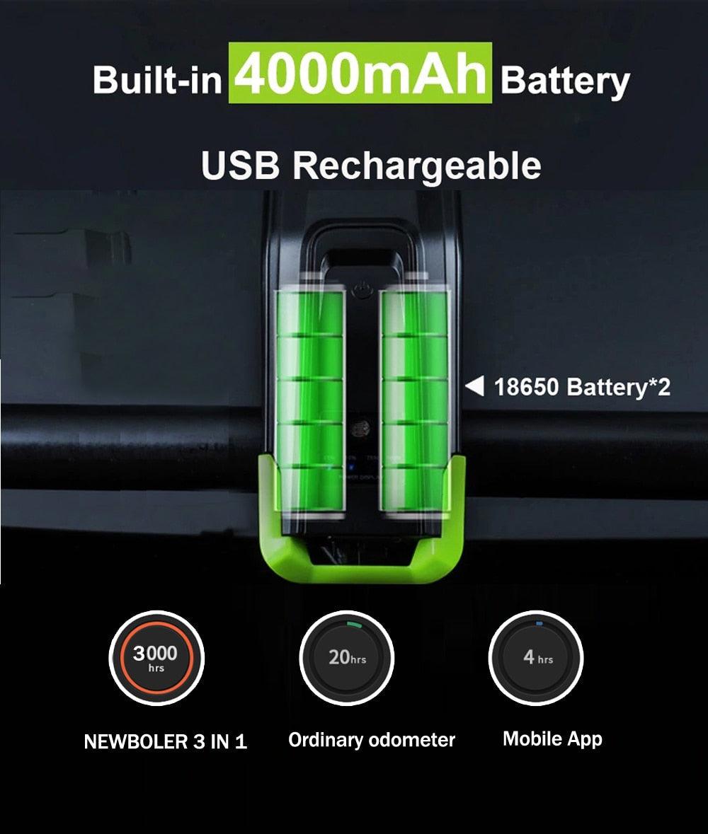 Lumière LED de vélo rechargeable USB 4000mAh et ordinateur avec klaxon