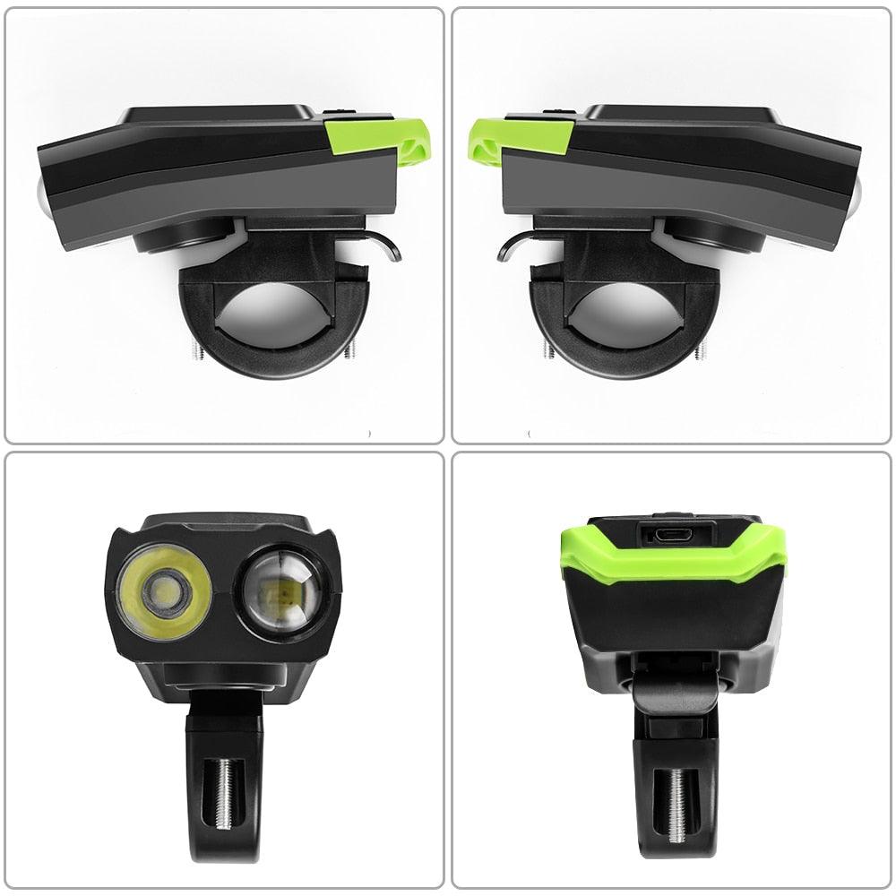 Lumière LED de vélo rechargeable USB 4000mAh et ordinateur avec klaxon