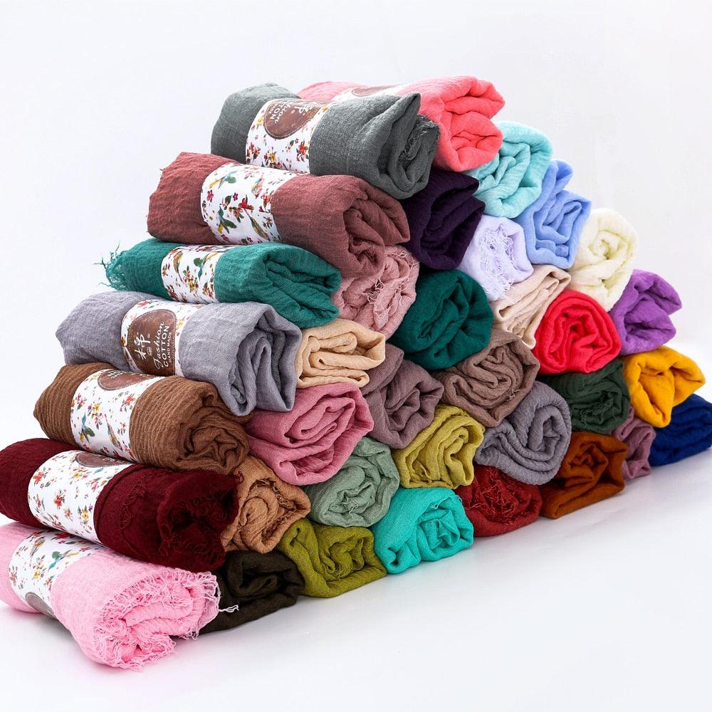 Lightweight Solid Scarf - Premium Cotton Linen Wrap for Women