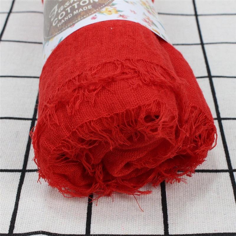 Lightweight Solid Scarf - Premium Cotton Linen Wrap for Women