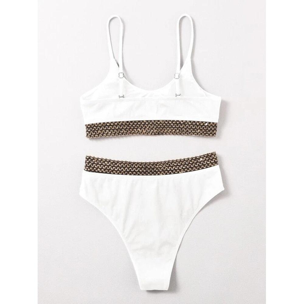 Ensemble de bikini noir taille haute de luxe pour femmes