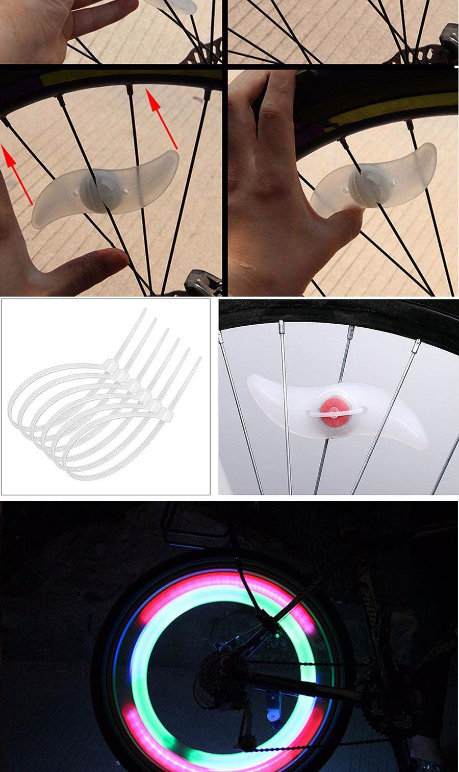 Lumières de rayon de vélo premium - Décoration de sécurité LED brillante