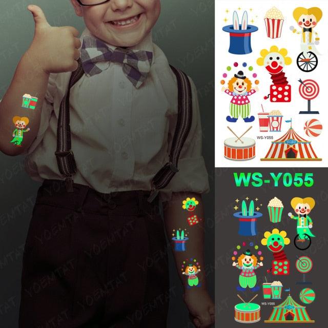 Glow-in-the-Dark Temporary Tattoo Stickers for Kids - Unicorns, Dinosaurs & More - Korvel