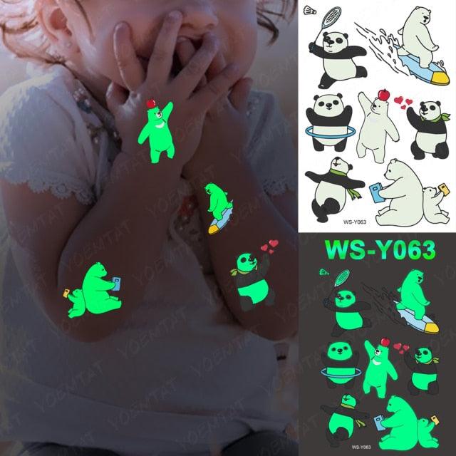 Glow-in-the-Dark Temporary Tattoo Stickers for Kids - Unicorns, Dinosaurs & More - Korvel