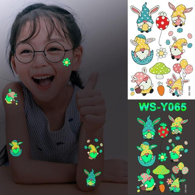 Glow-in-the-Dark Temporary Tattoo Stickers for Kids - Unicorns, Dinosaurs & More - Korvel