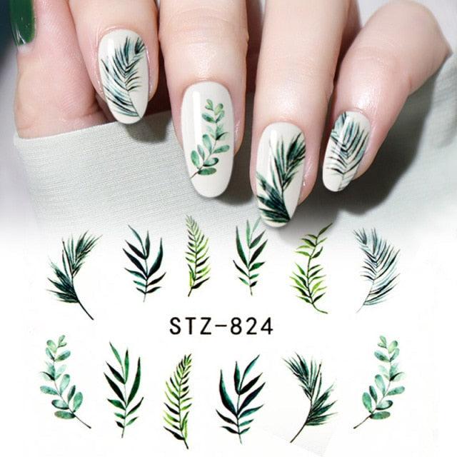 Calcomanías de Uñas 3D - Diseño de Hojas, Mariposas y Corazones