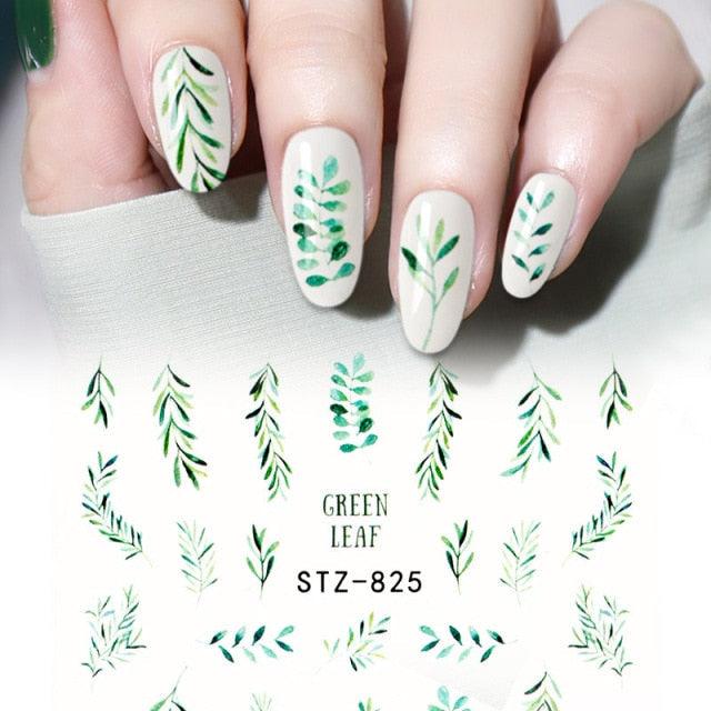 Calcomanías de Uñas 3D - Diseño de Hojas, Mariposas y Corazones