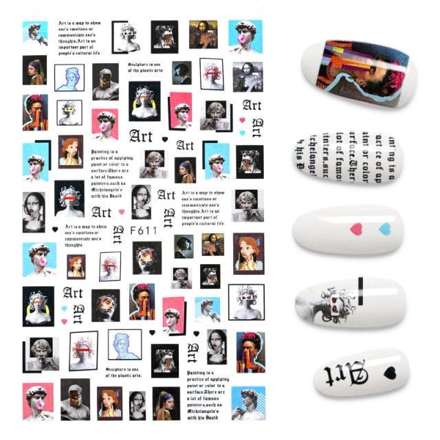 Calcomanías de Uñas 3D - Diseño de Hojas, Mariposas y Corazones