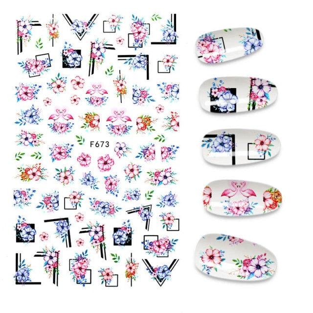 Calcomanías de Uñas 3D - Diseño de Hojas, Mariposas y Corazones