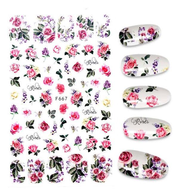 Calcomanías de Uñas 3D - Diseño de Hojas, Mariposas y Corazones