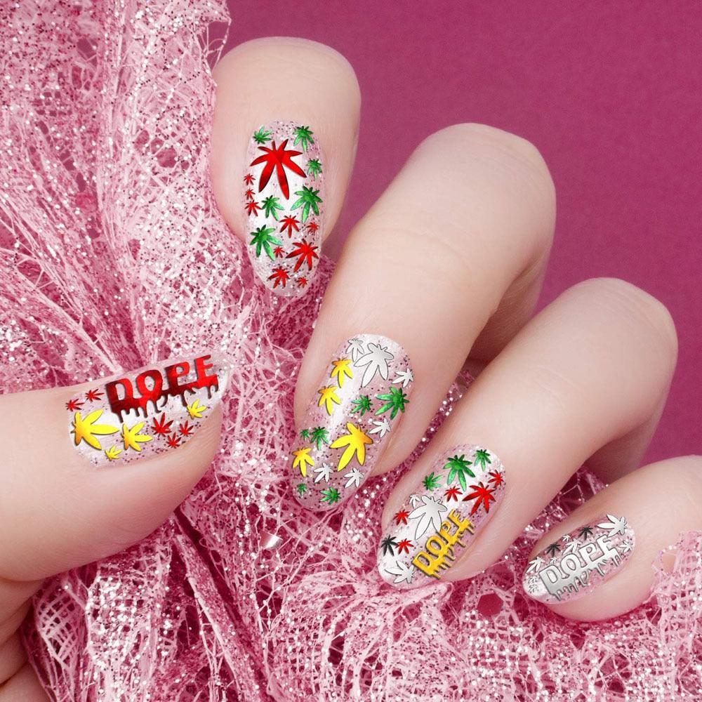 Mixed Acrylic Nail Art Stickers - Unique Leaf Designs