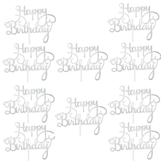 Ensemble de 10 pièces de décorations de gâteau d'anniversaire scintillantes