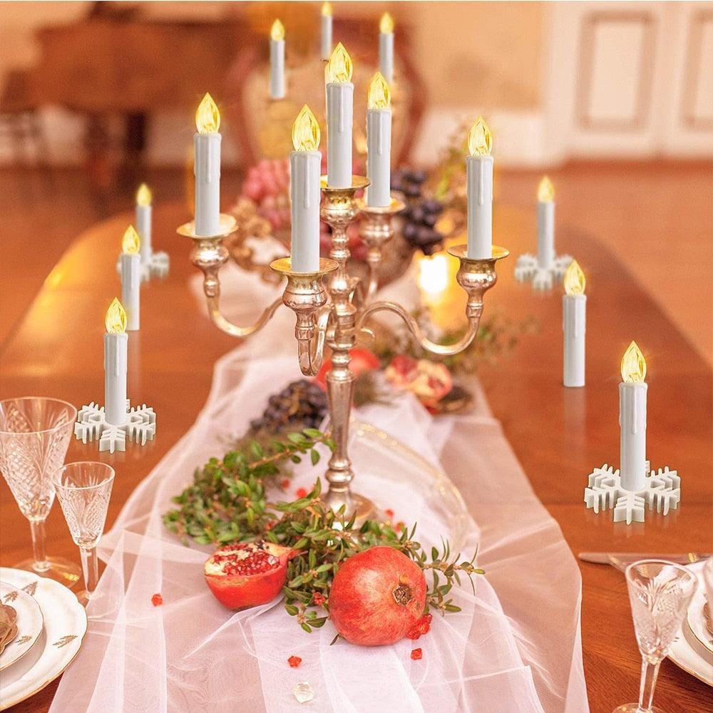 Bougies Taper LED sans Flamme Blanc Chaud avec Télécommande