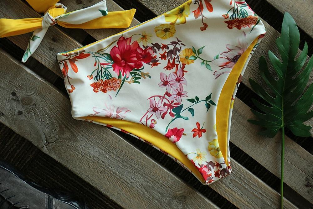 Ensemble de bikini taille haute à une épaule élégant pour femmes