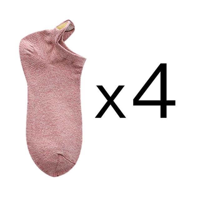 4 Pares de Calcetines Sin Mostrar con Bordado de Corazón para Mujeres