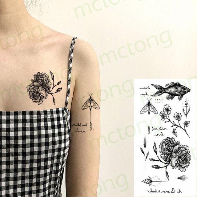 Elegante Calcomanía de Tatuaje Temporal Impermeable de Mariposa 3D